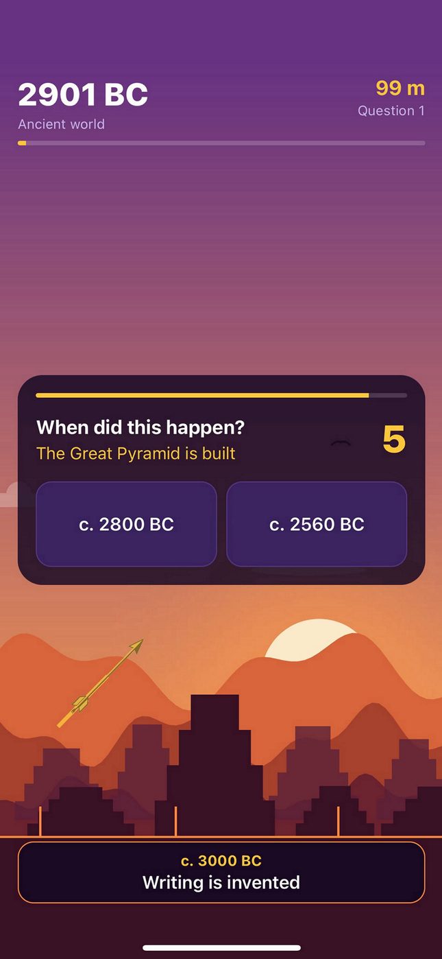 Arrow of Time soru ekranı: Bu ne zaman oldu?