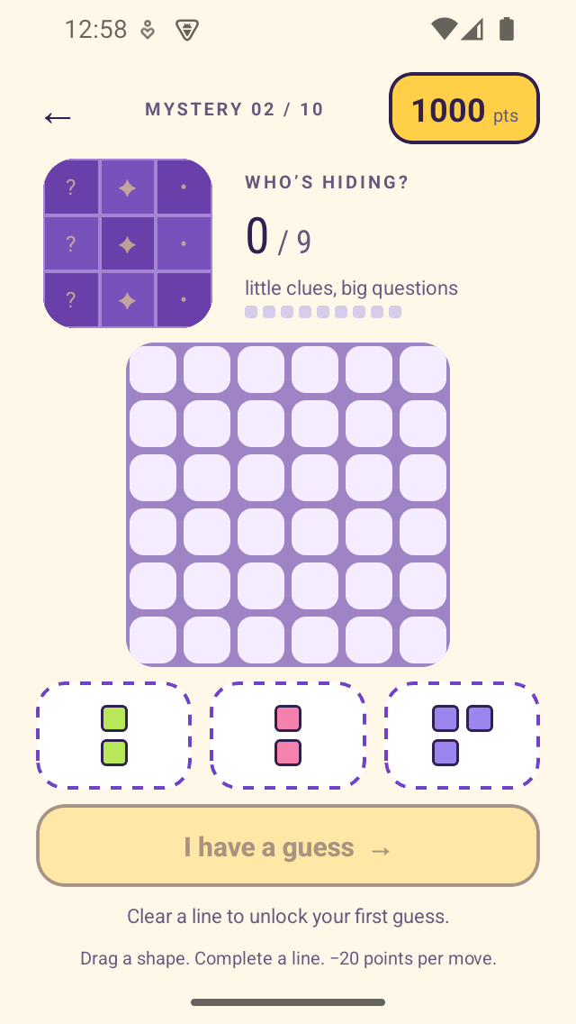 Mosaic Mystery gameplay board